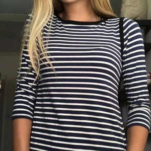Long Sleeve navy and white stripped top
